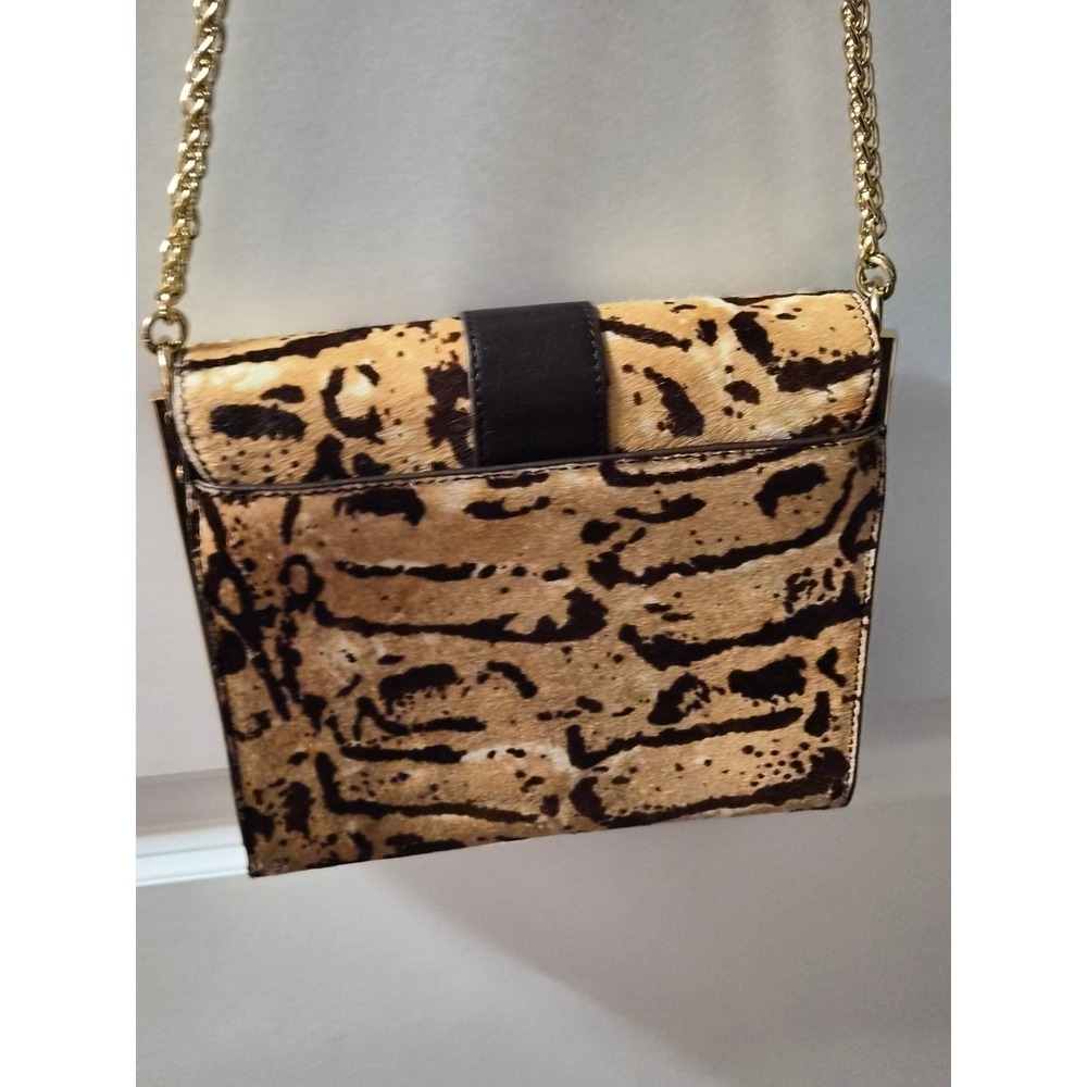 Vince‎ Camuto Leopard Print Calf Hair Gold Chain Shoulder Bag - Picture 4 of 12